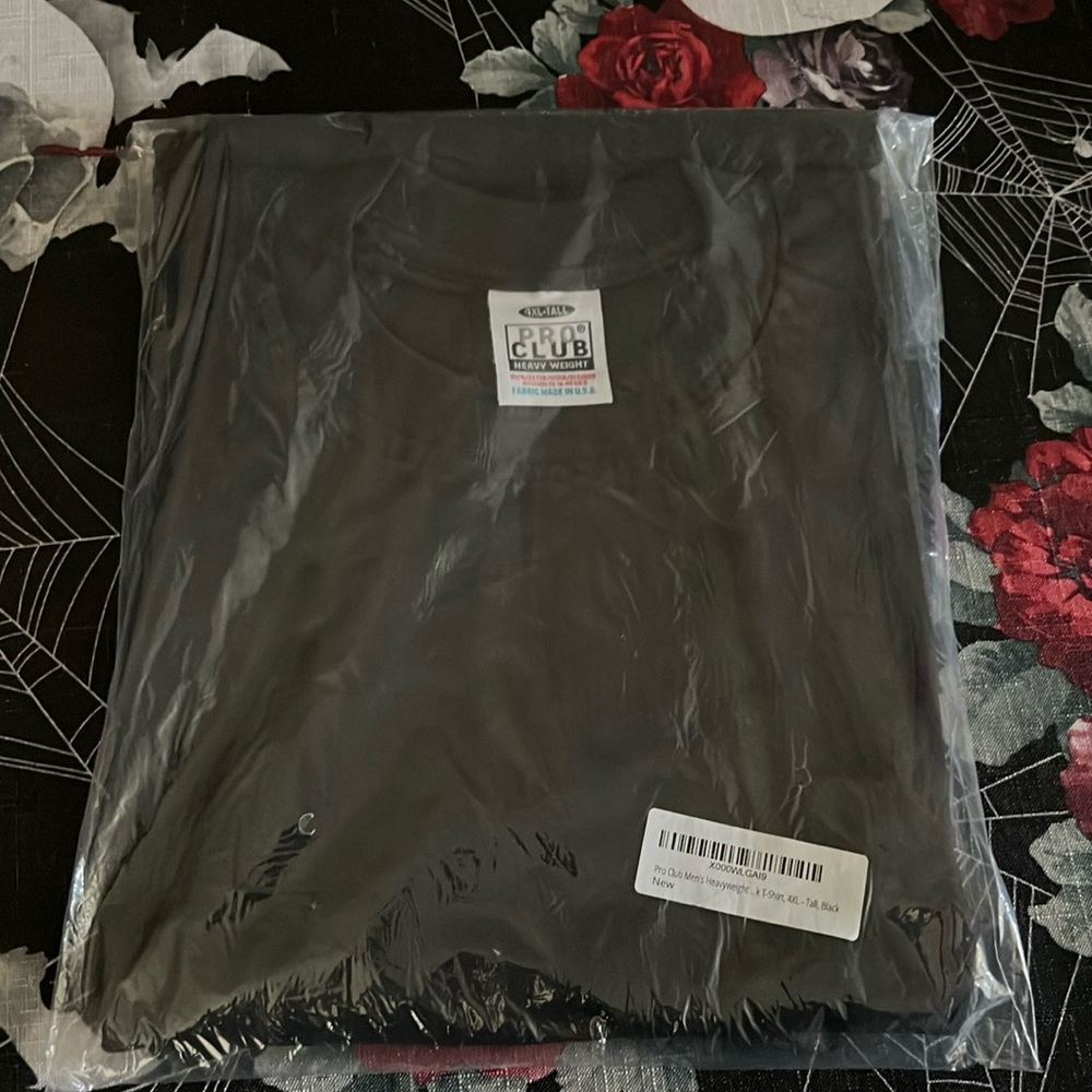 NWT PRO CLUB HEAVY WEIGHT BLACK 100% COTTON T-SHIRT SIZE MENS 4XL-TALL
